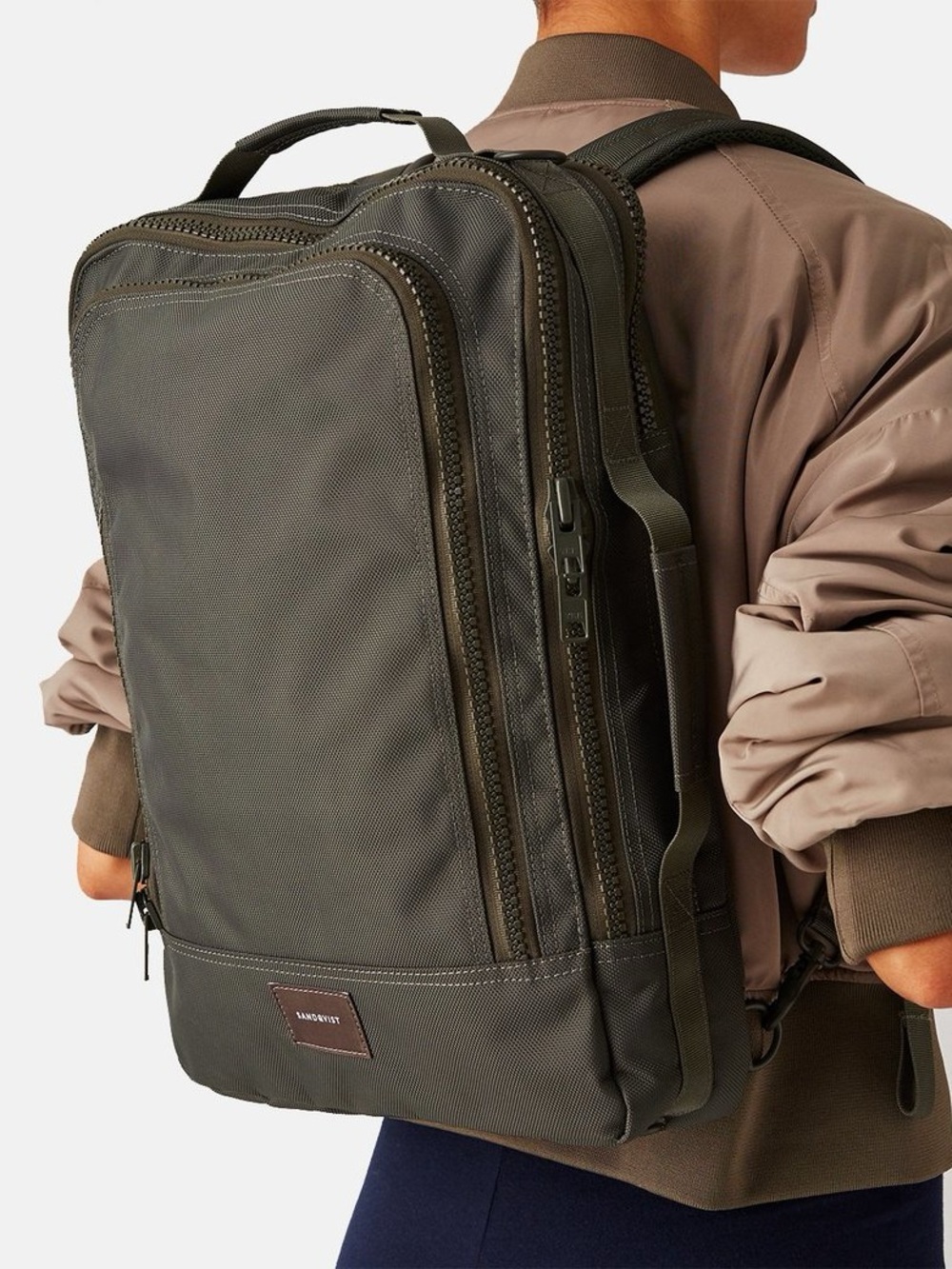Sandqvist Men's Beluga Green Tyre Convertible Backpack - Messenger Bag